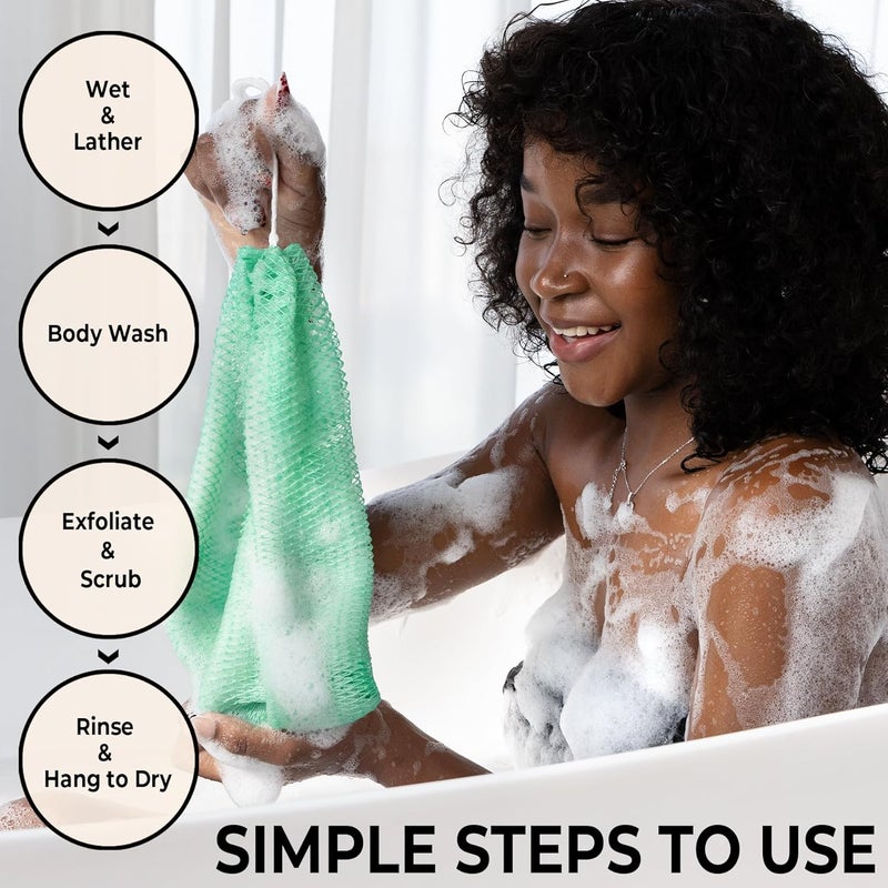 MINISENTIALS African Net Sponge Authentic - Afro Scrub Exfoliating Net Sponge with Knots - African Bath Sponges for Body Scrubber Exfoliator - Back Scrubber for Shower Bathing Accessories - Image 3